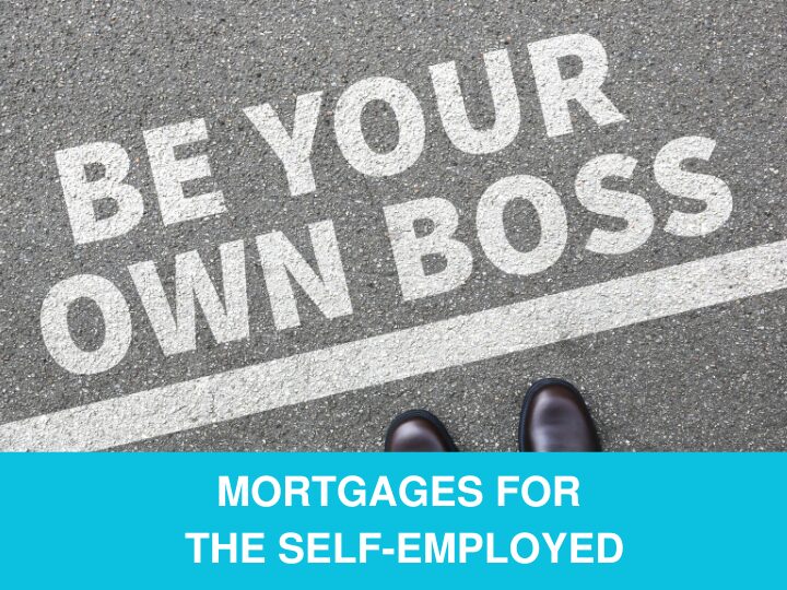 Text 'BE YOUR OWN BOSS' on pavement, representing self-employed mortgages.