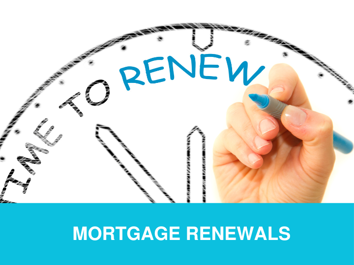 Hand drawing a clock with 'TIME TO RENEW' text, about mortgage renewals.