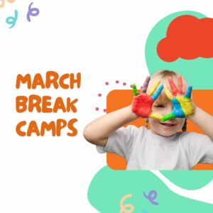 Child with colourful painted hands at March Break Camps